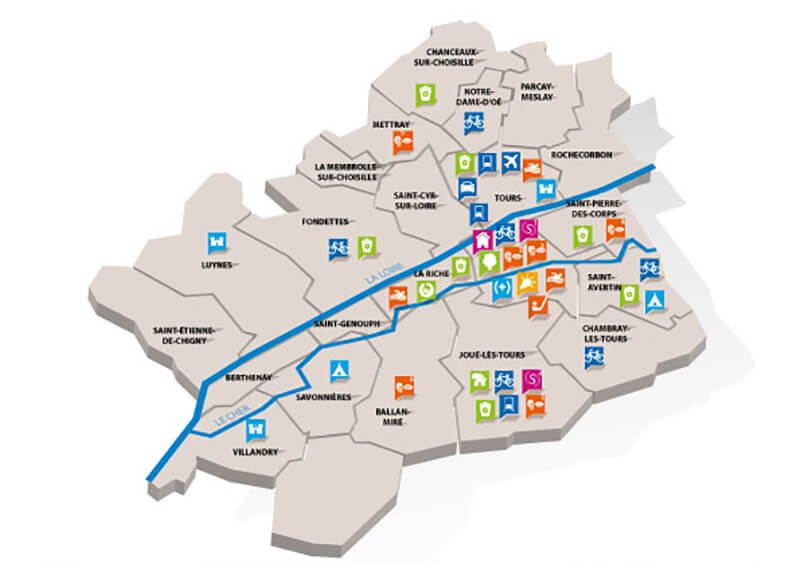 plan du département de l'Indre et Loire en 3D